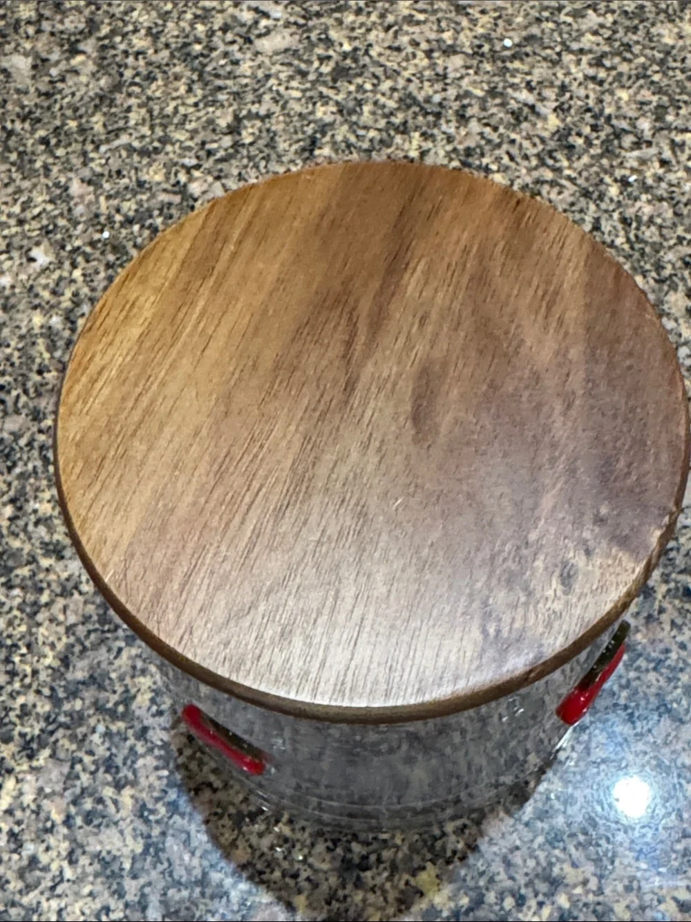 2 Cherry Canister Set & Wooden Lids with Glass